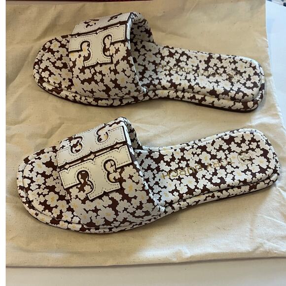 Tory Burch | Size 7.5 Double T Sport Slide - Printed Tumbled Leather - Picture 4 of 6